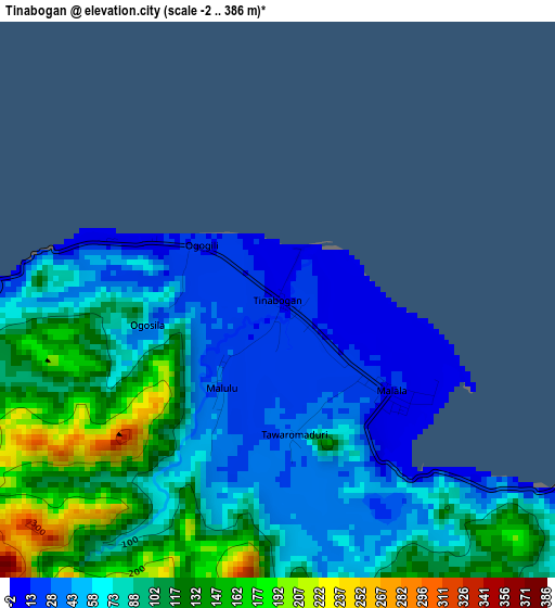 Tinabogan elevation map