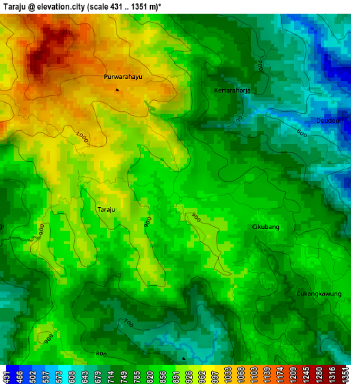 Taraju elevation map