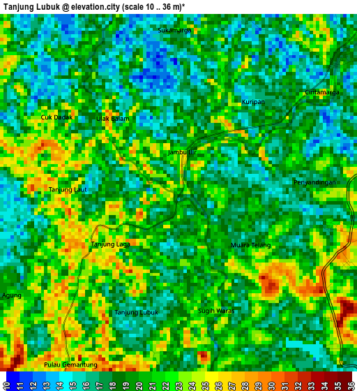 Tanjung Lubuk elevation map