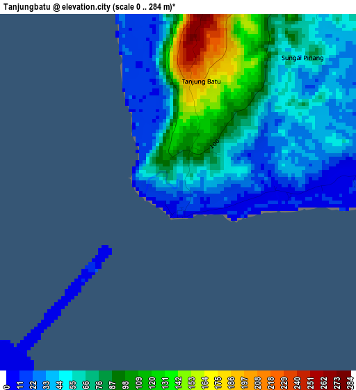 Tanjungbatu elevation map