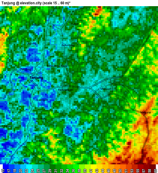 Tanjung elevation map