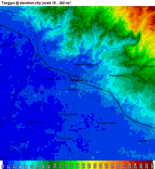 Tanggul elevation map