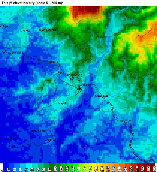 Tais elevation map