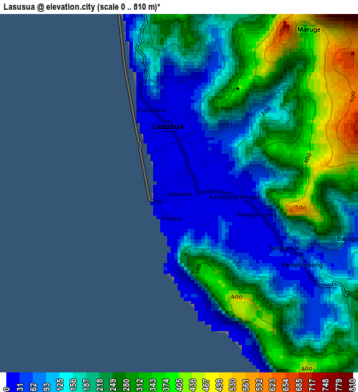 Lasusua elevation map