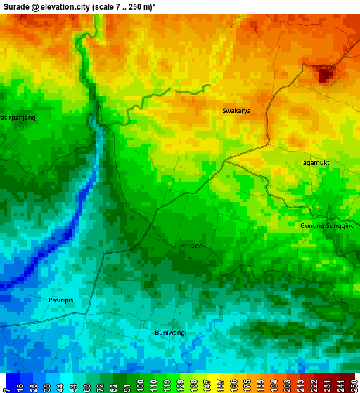 Surade elevation map