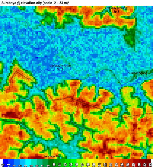 Surabaya elevation map