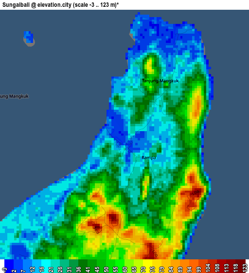 Sungaibali elevation map