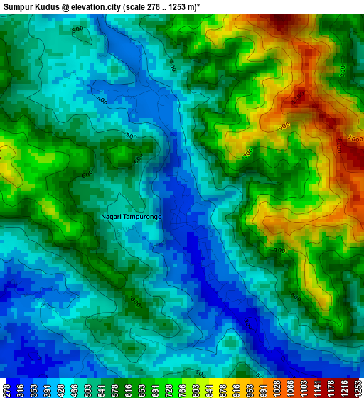 Sumpur Kudus elevation map