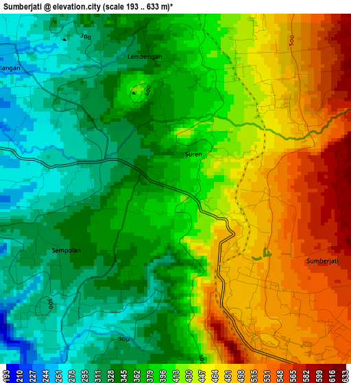 Sumberjati elevation map