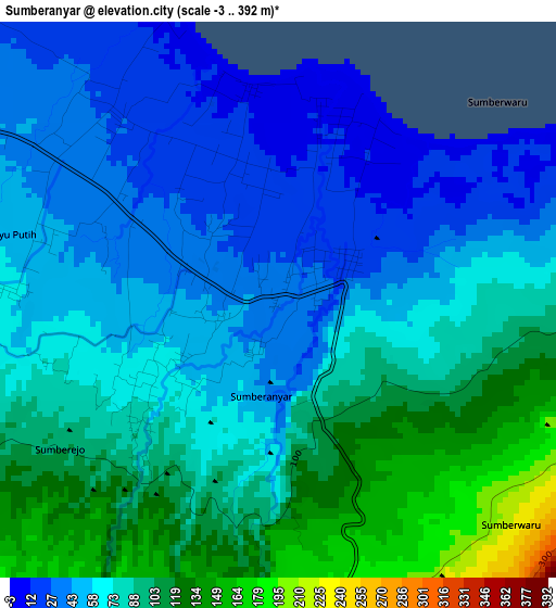 Sumberanyar elevation map