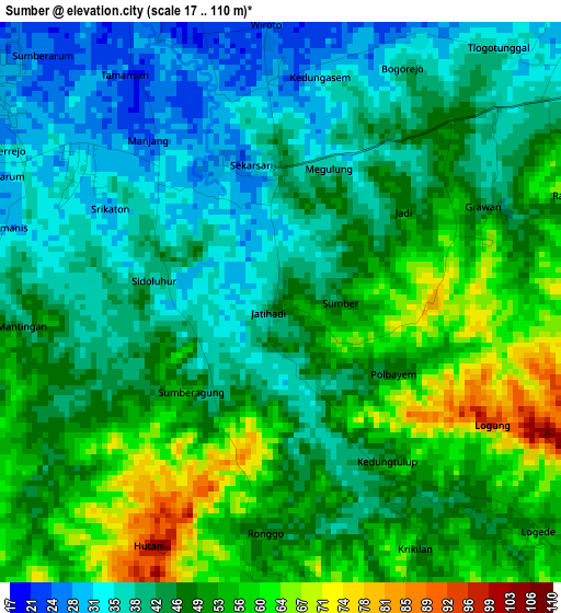 Sumber elevation map