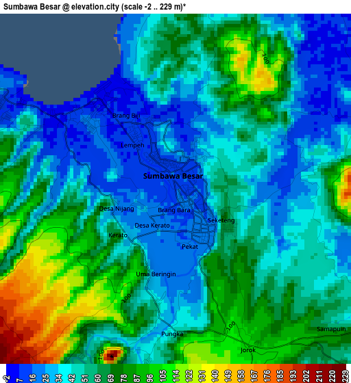 Sumbawa Besar elevation map