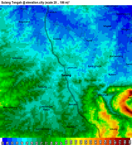 Sulang Tengah elevation map