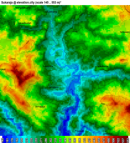 Sukaraja elevation map