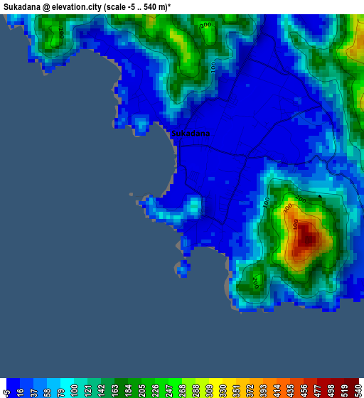 Sukadana elevation map