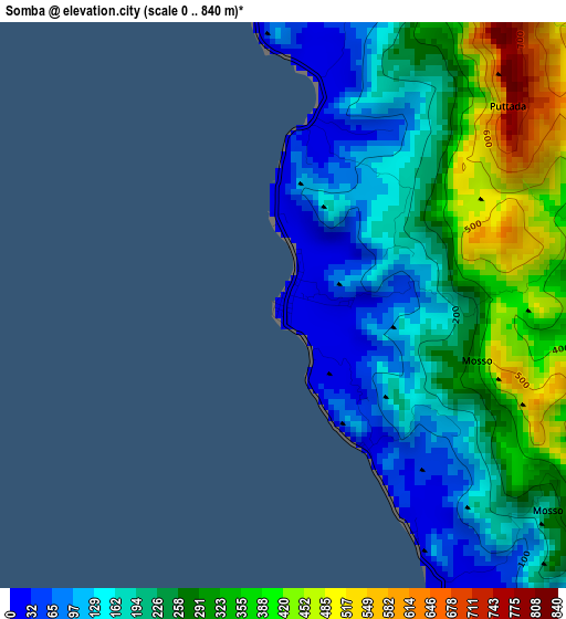 Somba elevation map