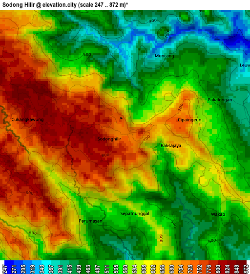 Sodong Hilir elevation map