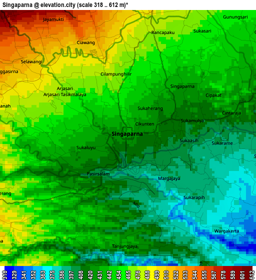 Singaparna elevation map