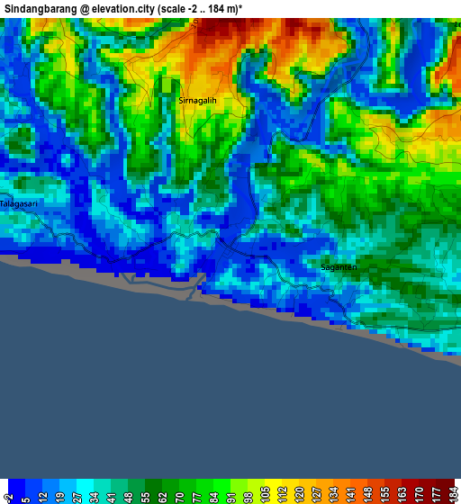 Sindangbarang elevation map