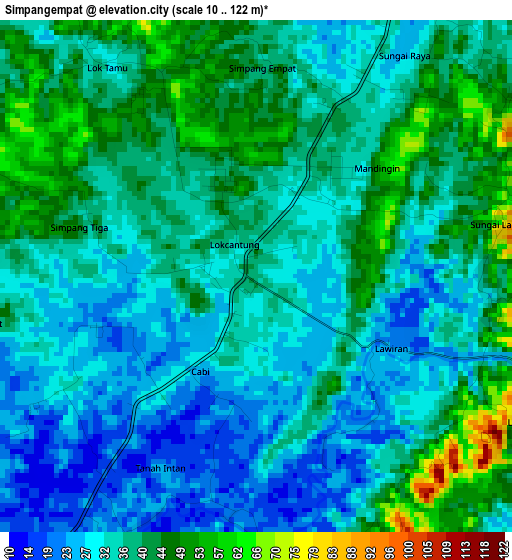 Simpangempat elevation map