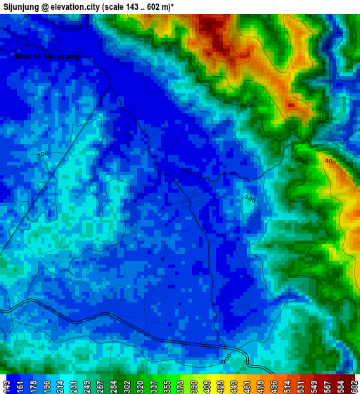 Sijunjung elevation map