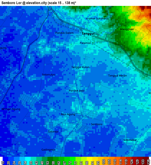 Semboro Lor elevation map