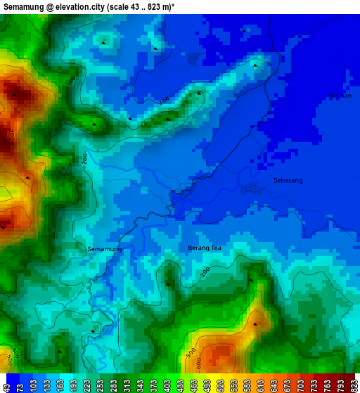 Semamung elevation map