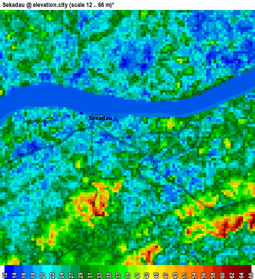 Sekadau elevation map