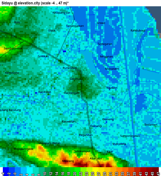 Sidayu elevation map