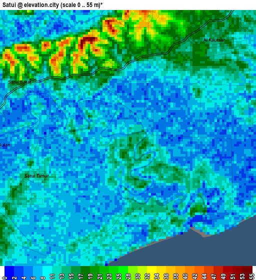 Satui elevation map