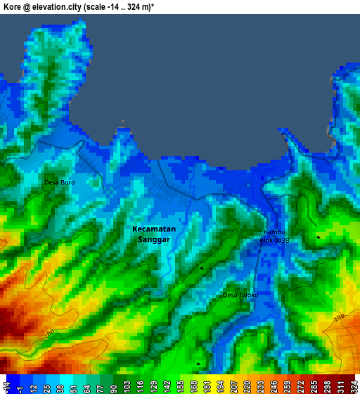 Kore elevation map