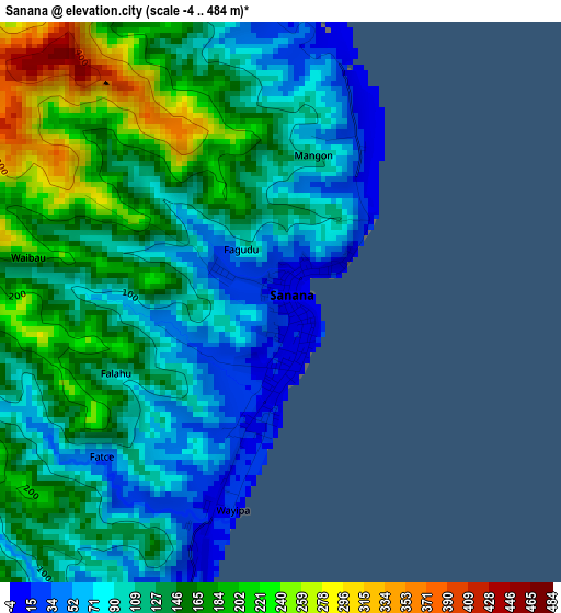 Sanana elevation map