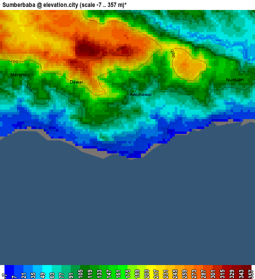 Sumberbaba elevation map