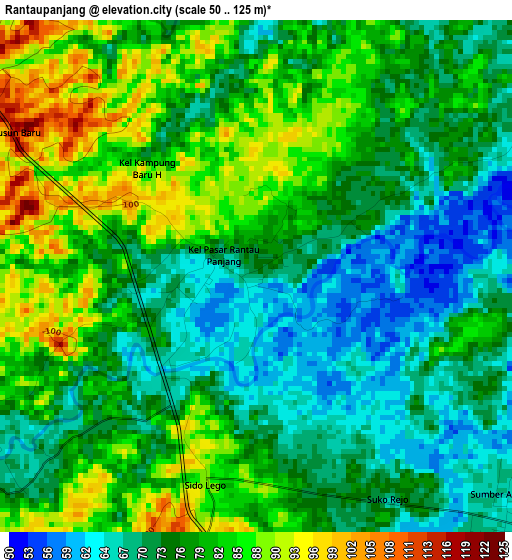 Rantaupanjang elevation map