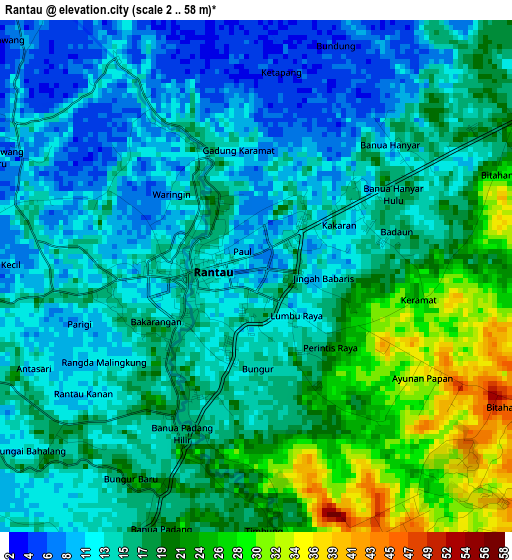 Rantau elevation map