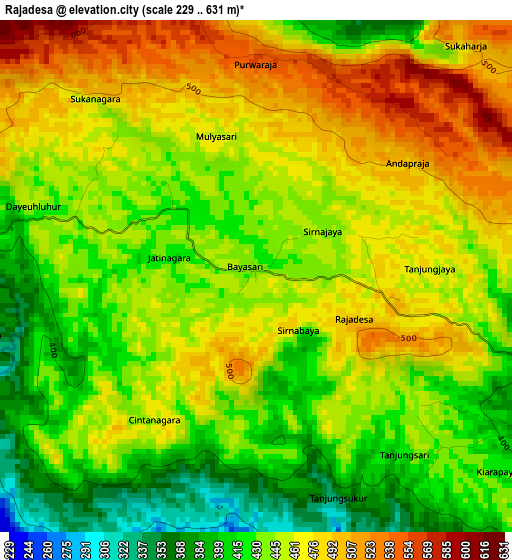 Rajadesa elevation map