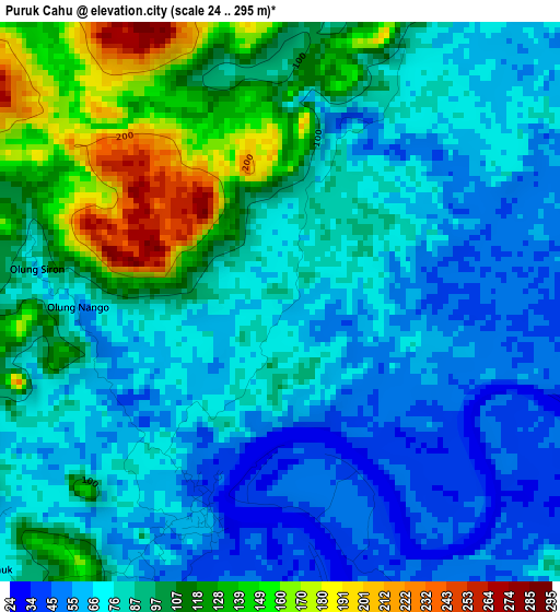 Puruk Cahu elevation map