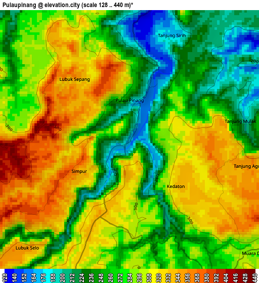 Pulaupinang elevation map