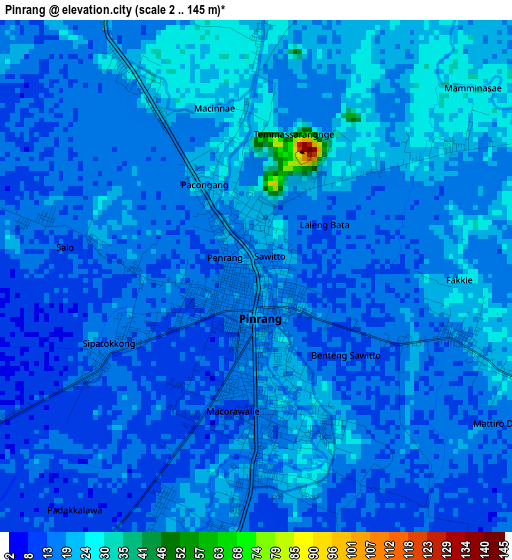 Pinrang elevation map
