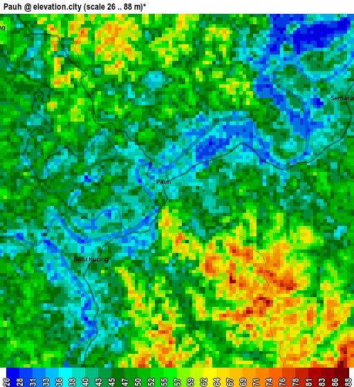 Pauh elevation map