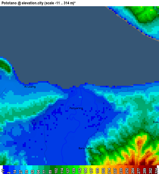 Pototano elevation map