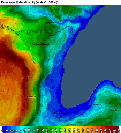 Pasar Wajo elevation map