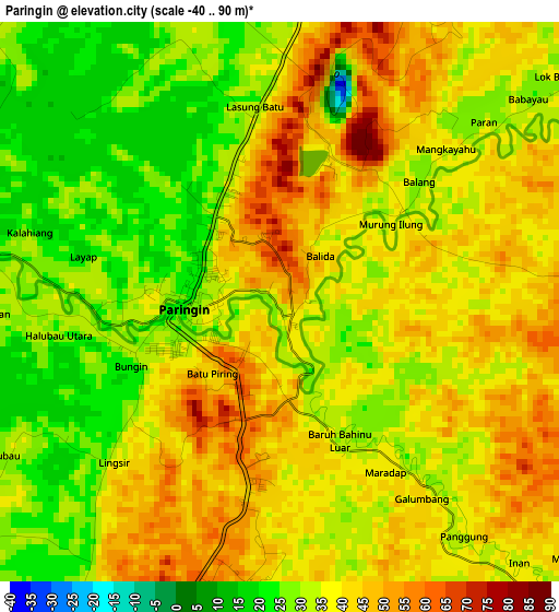 Paringin elevation map