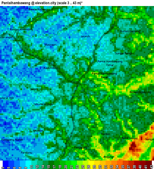 Pantaihambawang elevation map