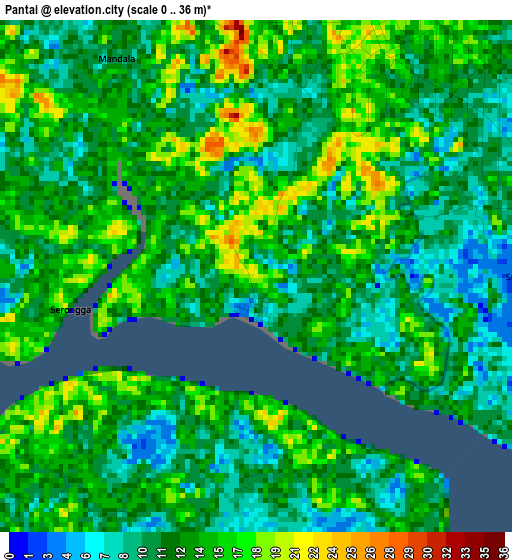 Pantai elevation map