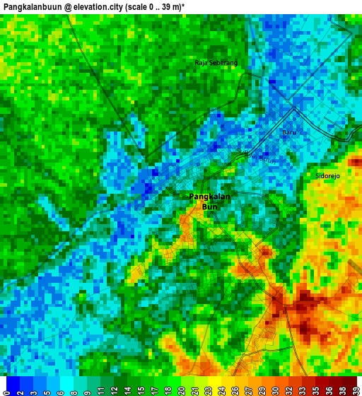 Pangkalanbuun elevation map