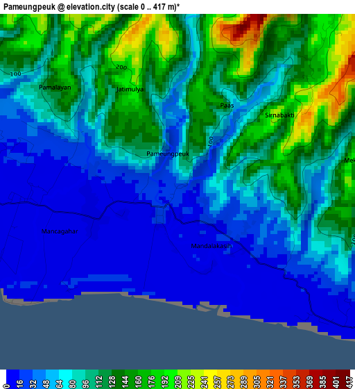 Pameungpeuk elevation map