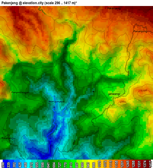 Pakenjeng elevation map