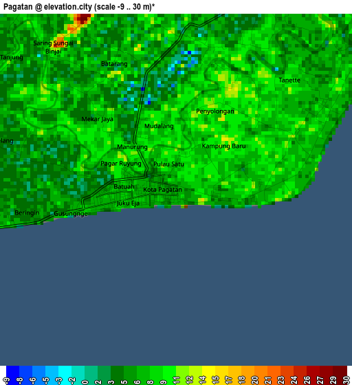 Pagatan elevation map