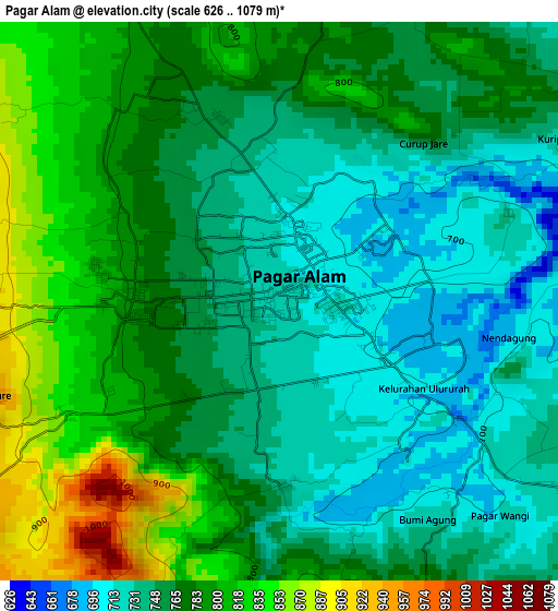 Pagar Alam elevation map